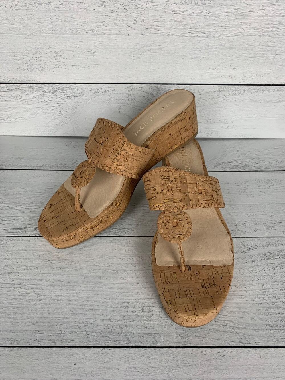 Jack Rogers Women's Size 10 M Mid Wedge Stacked Cork Resortwear Sandals Slides